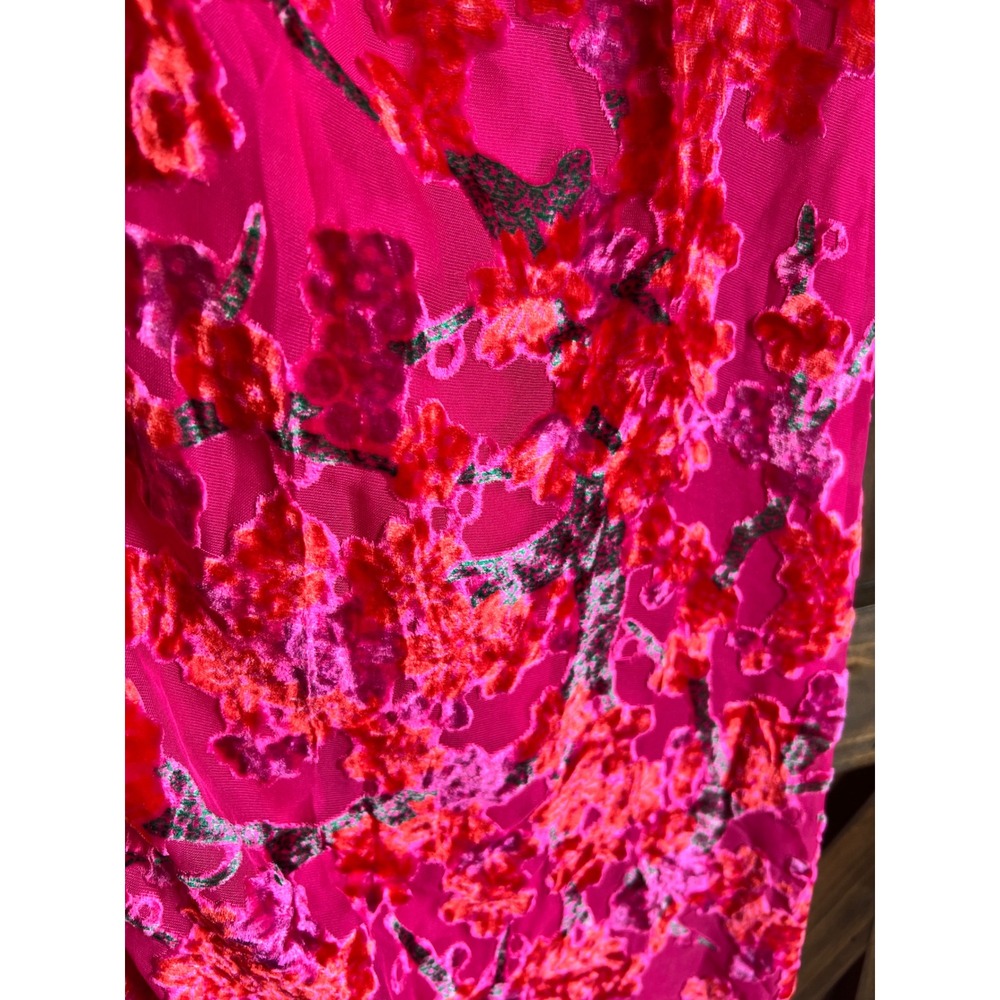 Boohoo Devore Cowl Neck Maxi Dress Hot Pink Floral Velvet GZZ11475 US 8 NEW, Y2K - Picture 16 of 16